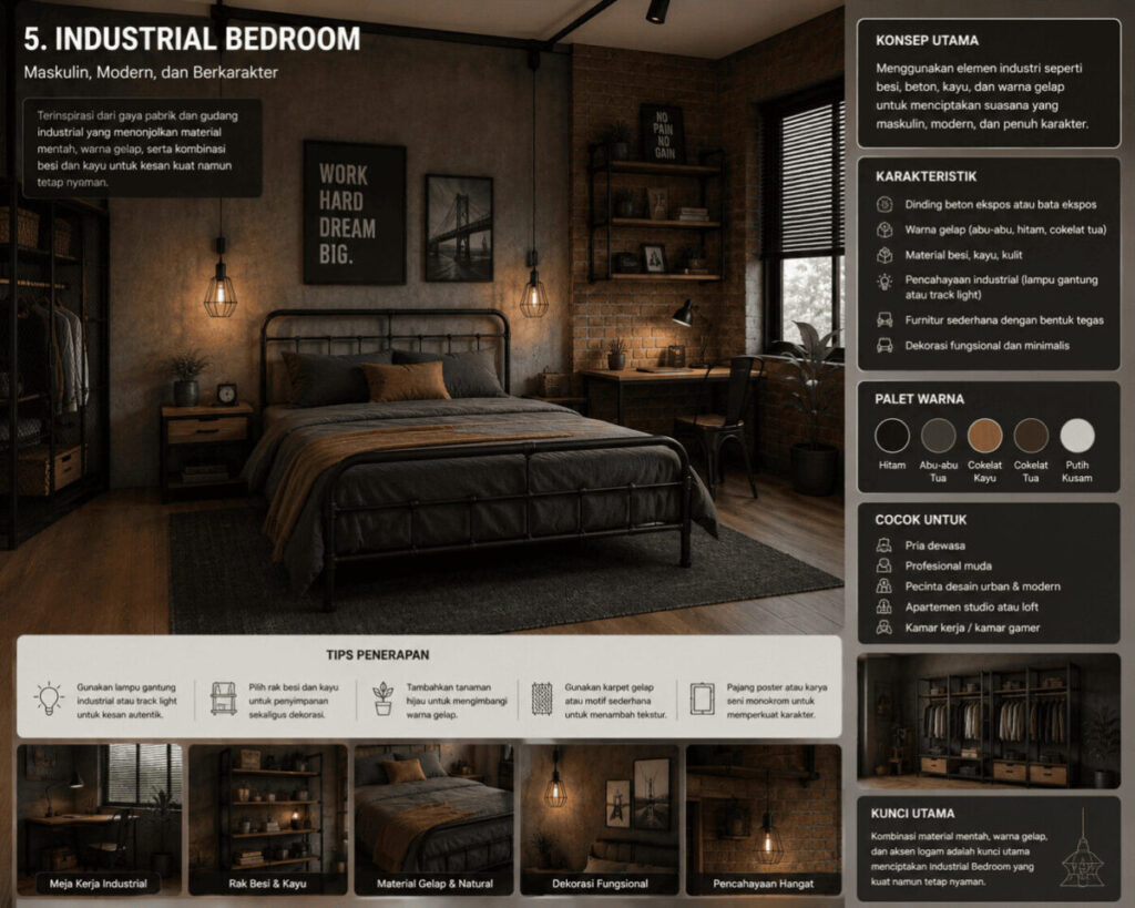 Desain Kamar Aesthetic Industrial_Spacyon